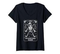 Womens The Snow Angel Maker Christmas Tarot Card V-Neck T-Shirt