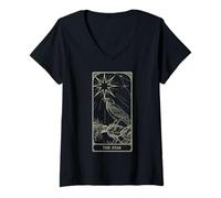 Womens The Star Tarot - Raven Vintage Celestial Light V2 V-Neck T-Shirt