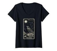 Womens The Star Tarot - Raven Vintage Celestial Light V3 V-Neck T-Shirt