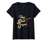 Womens The Star Watcher Astronomy Night Sky Lovers V-Neck T-Shirt