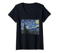 Womens The Starry Night Vincent Van Gogh 1889 Art Print T-Shirt V-Neck T-Shirt