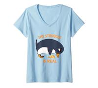Womens The Struggle Is Real Funny Penguin & Pizza.Sealife Foodies V-Neck T-Shirt
