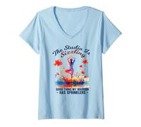 Women's The Studio is Sizzling Good Thing My Warrior HAS SPRINKLERS V-Neck T-Shirt