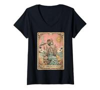 Women's the summerween Queen Skeleton Tarot Vintage V-Neck T-Shirt