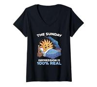 Womens The Sunday Depression is 100 Percent Real Weekend Meme Lover V-Neck T-Shirt