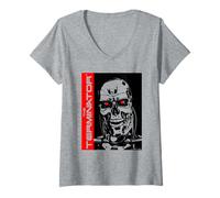 Womens The Terminator High Contrast Endoskeleton Robot Action Movie V-Neck T-Shirt