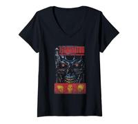 Womens The Terminator Hunters & Killers Vintage Illustration Movie V-Neck T-Shirt