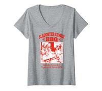 Womens The Texas Chainsaw Massacre Front Back Slaughter Family BBQ V-Neck T-Shirt