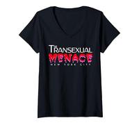 Women's The Transexual Menace Funny LGBT Pride V-Neck T-Shirt, Black, Medium