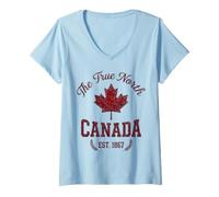 Women's The True North Canada Est. 1867 Maple Leaf V-Neck T-Shirt