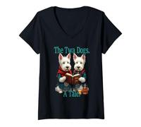 Womens The Twa Dogs. A Tale. Burns Read By Scottish Westies V-Neck T-Shirt