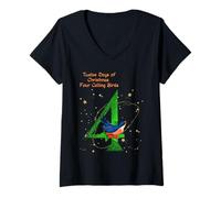 Womens The Twelve Days of Christmas Colorful Designs V-Neck T-Shirt