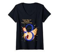 Womens The Twelve Days of Christmas Colorful Designs V-Neck T-Shirt