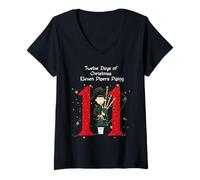 Womens The Twelve Days of Christmas Colorful Designs V-Neck T-Shirt