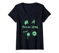 Womens The Twilight Zone Floating Intro Icons in Space TV Show V-Neck T-Shirt