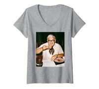 Women's The Two Ronnies Comedian Ronnie Barker By Dick Barnatt V-Neck T-Shirt