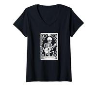 Womens The Ukulelist Tarot Card, Ukulele Player V-Neck T-Shirt