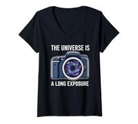 Women's The Universe is A Long Exposure Space Photographer V-Neck T-Shirt