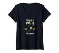 Womens The Village of Bonita Pickleball Distressed Design V-Neck T-Shirt