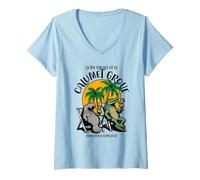 Womens The Village of Calumet Grove TV Manatee Alligator Design V-Neck T-Shirt