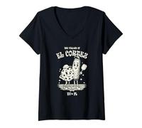 Womens The Village of El Cortez TV FL Fun Pickleball Cartoon Design V-Neck T-Shirt