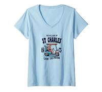 Womens The Village of St Charles Golf Cart Design V-Neck T-Shirt