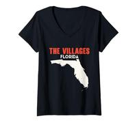 Womens The Villages Florida USA State America Travel Floridian V-Neck T-Shirt