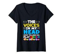 Womens The Voices In My Head Keep Telling Me Play Bingo V-Neck T-Shirt