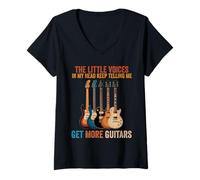 Women's The Voices in My Head Keep Telling Me to Get More Guitars V-Neck T-Shirt