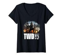 Womens The Walking Dead Group Action Pose V-Neck T-Shirt