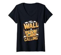 Women's The Wall is Calling Bouldering Climber V-Neck T-Shirt