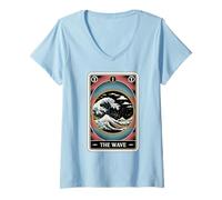 Women's The Wave Tarot Card The Great Wave Off Kanagawa V-Neck T-Shirt