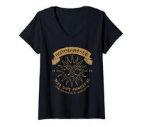 Womens The Wicker Man Distressed Summerisle Sun V-Neck T-Shirt