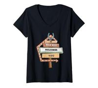 Women's The Wild West Welcomes You Classic Highway Sign Art V-Neck T-Shirt