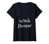 Womens The Witch Hunter Design in Nice Font for Witch Hunters V-Neck T-Shirt