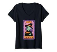 Womens The Witch Tarot Card XIV Mystical Brew V-Neck T-Shirt
