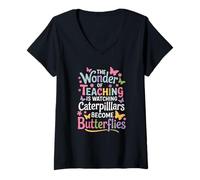 Womens The Wonder Of Teaching Is Watching Caterpillars V-Neck T-Shirt