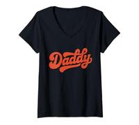 Women's The Word Daddy | A Retro Aesthetic Design That says Daddy V-Neck T-Shirt