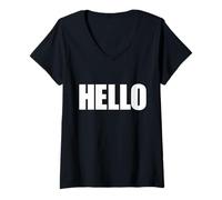 Women's The Word Hello | A Bold Design That says Hello V-Neck T-Shirt