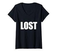Womens The Word Lost | A Bold Design That says Lost V-Neck T-Shirt