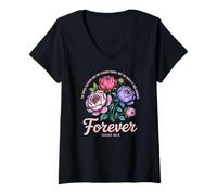 Womens The Word of God Endures Forever Women Christian Floral V-Neck T-Shirt