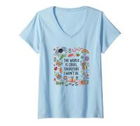 Women's The World is Cruel Therefore I Won't Be Bugs V-Neck T-Shirt