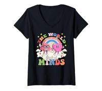 Womens The World Needs All Kinds of Minds Special Education Teacher V-Neck T-Shirt