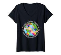 Womens The World Needs All Kinds of Minds V-Neck T-Shirt