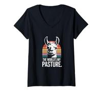 Womens The Worlds My Pasture Llama V-Neck T-Shirt