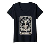Womens The Yoga Instructor Tarot Card Halloween V-Neck T-Shirt