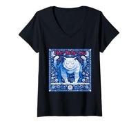 Women's The Yule Cat Icelandic Christmas Legend Dark Folklore Design V-Neck T-Shirt
