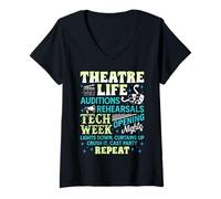 Womens Theatre Nerd Actor Gifts Funny Musical Theater Geek Thespian V-Neck T-Shirt