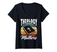 Womens Theology Matters Design for a Religious Man V-Neck T-Shirt