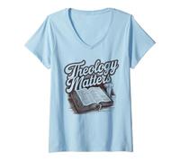 Womens Theology Matters Open Book Design V-Neck T-Shirt